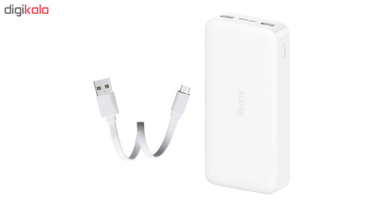 پاوربانک 18 وات شیائومی مدل Redmi ظرفیت 20000 میلی آمپرساعت به همراه کابل تبدیل microUSB