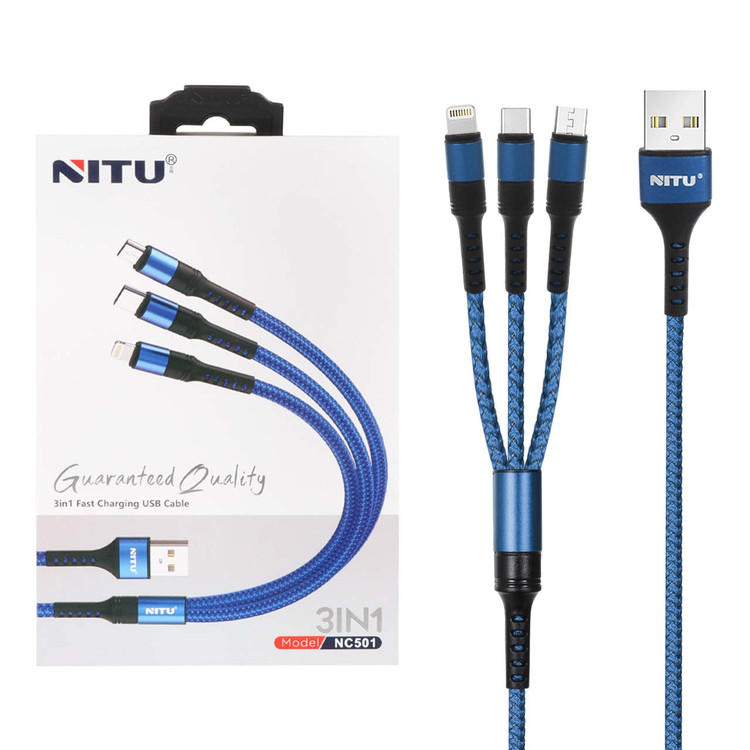 کابل تبدیل USB به USB-C / microUSB / لایتنینگ نیتو مدل NC501 طول 1.20 متر