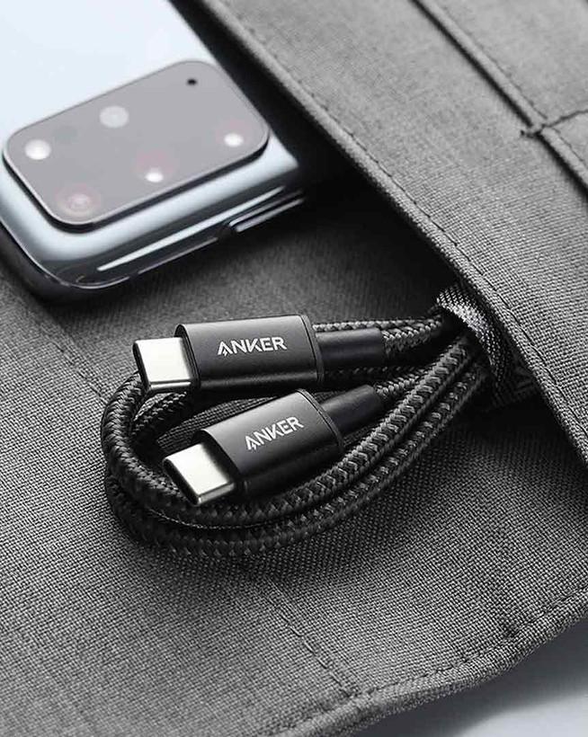 کابل شارژ فست ANKER Type-C to Type-C مدل A8752H11 - مشکی (گارانتی 18ماهه حافظه طلایی ایستا)