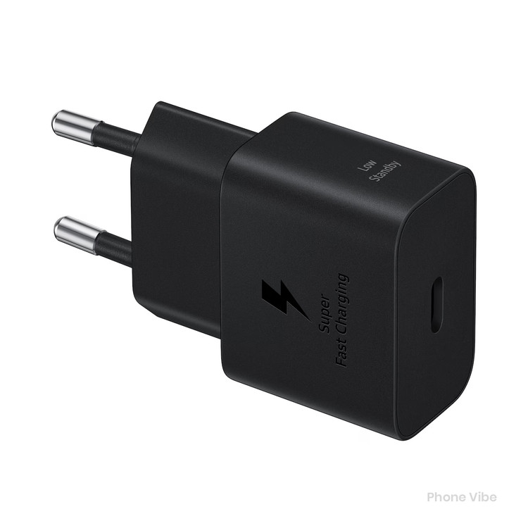 نمای زاویه دار شارژر دیواری سامسونگ مدل EP-T2510 دو پین 25 وات
