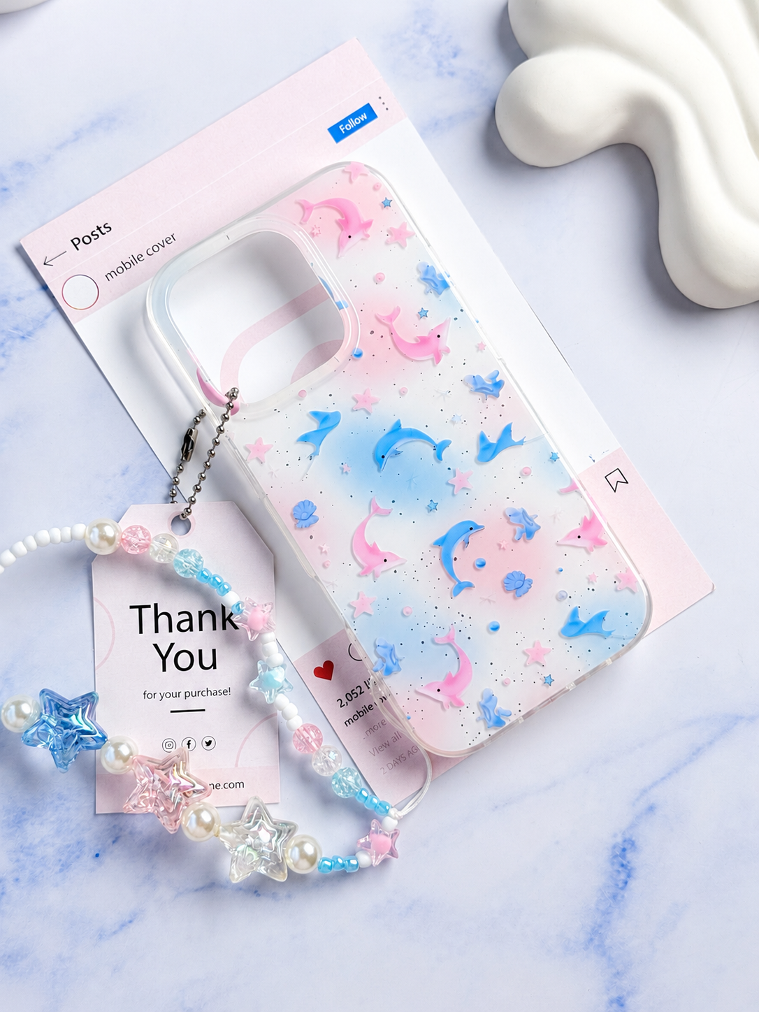 قاب Pastel Star Dolphin با آویز کد M 2215